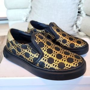 Balmain kids monogram slip on sneakers